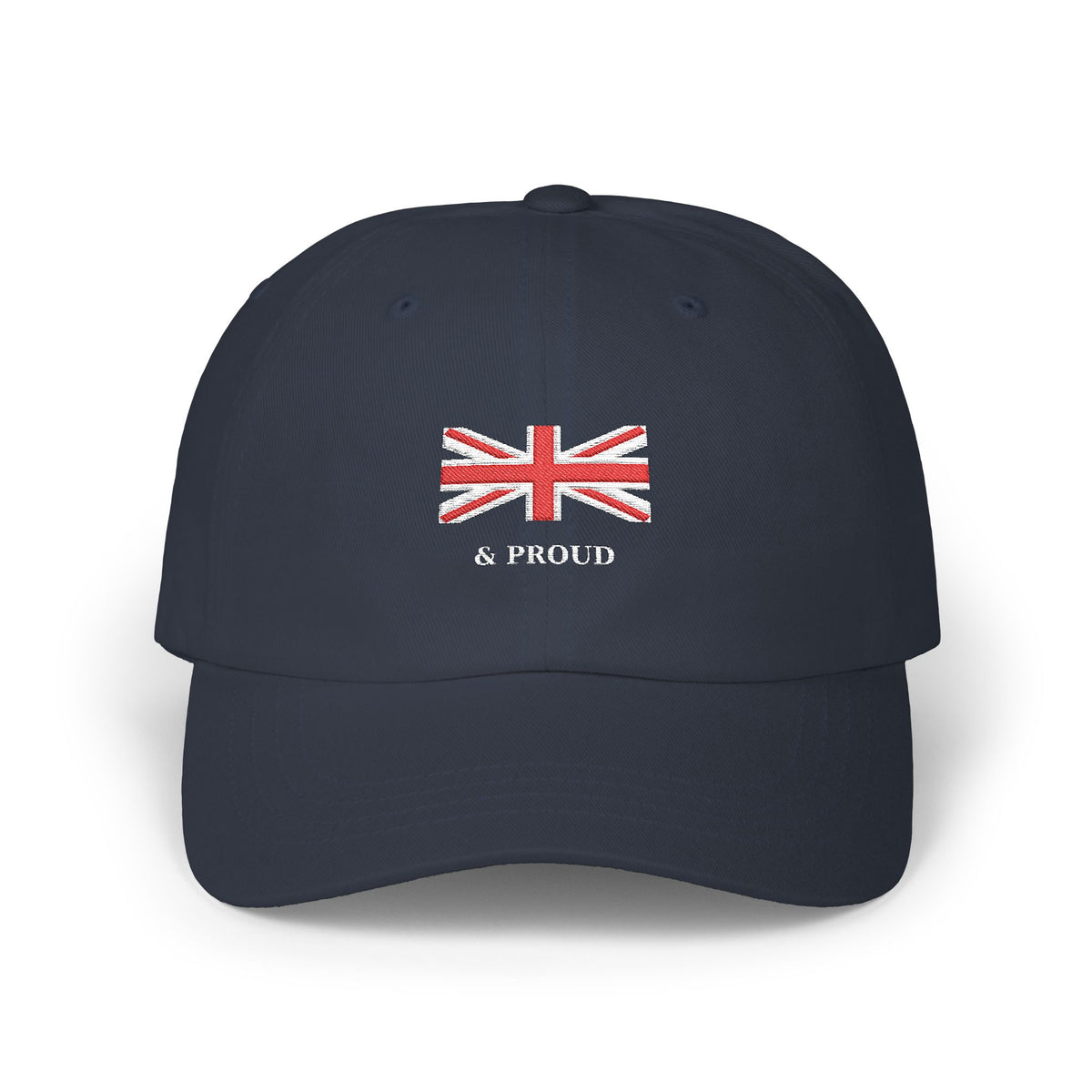Navy Blue British Flag Cap with & Proud Writing 