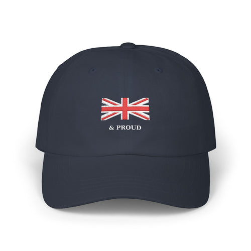 Navy Blue British Flag Cap with & Proud Writing 