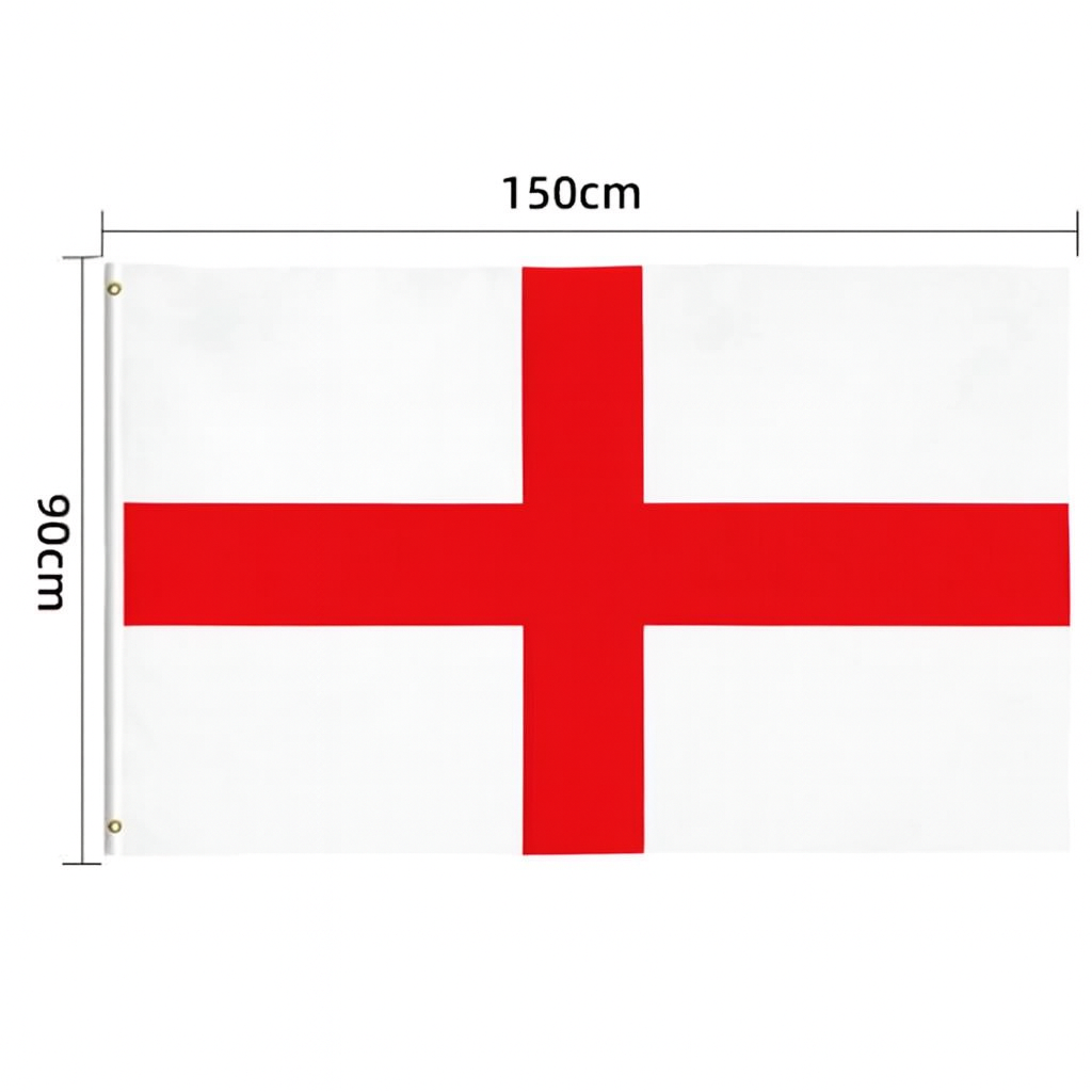 English Flag St George's cross with dimensions on a white background